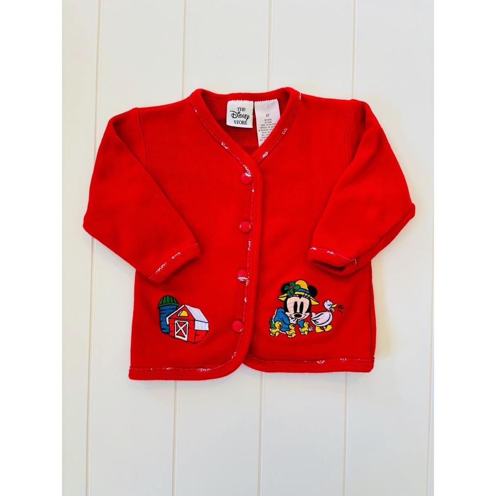 Vintage Mickey & Co Minnie Mouse Farm Theme Embroidered Cardigan, Size 2T - Picture 3 of 12